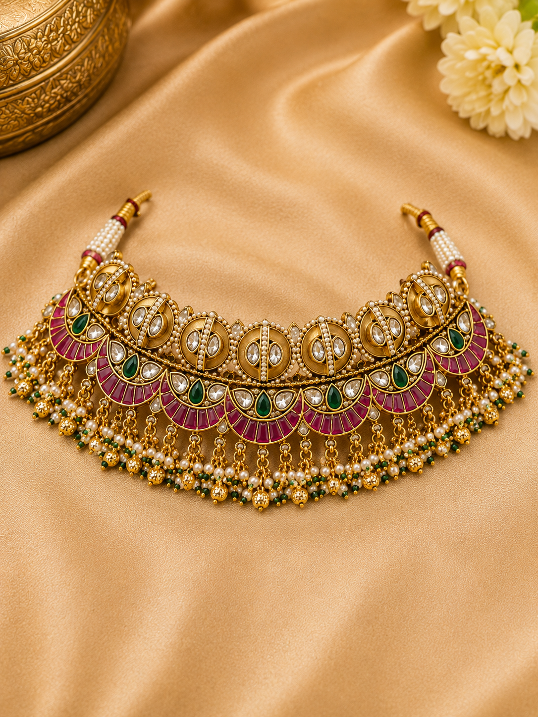 Royal Meenakari Kundan Jhumka Choker Set