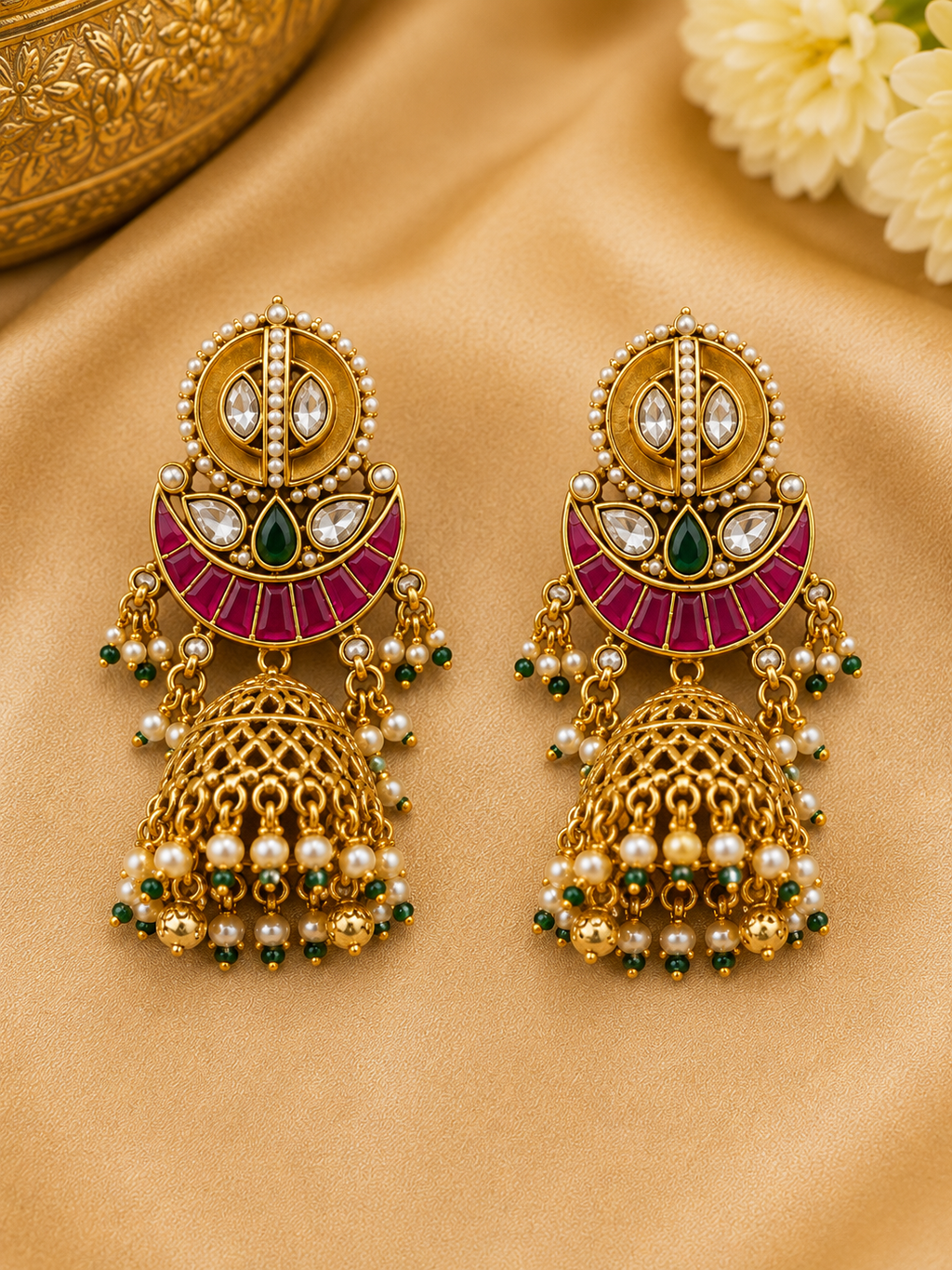 Royal Meenakari Kundan Jhumka Choker Set