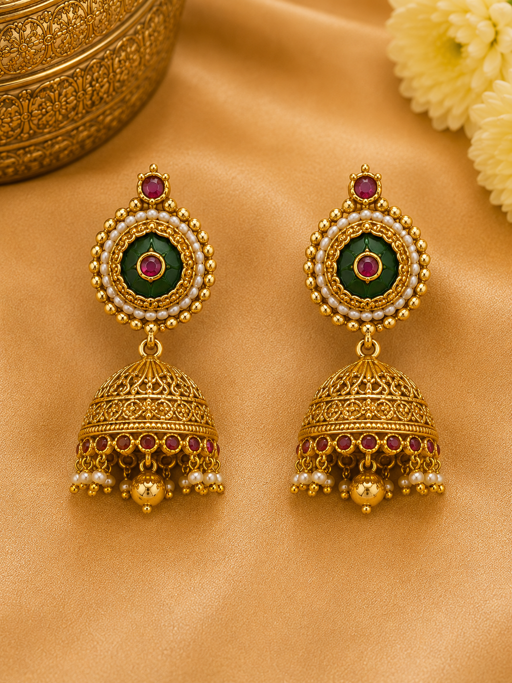 Royal Temple Peacock Pendant Necklace Set