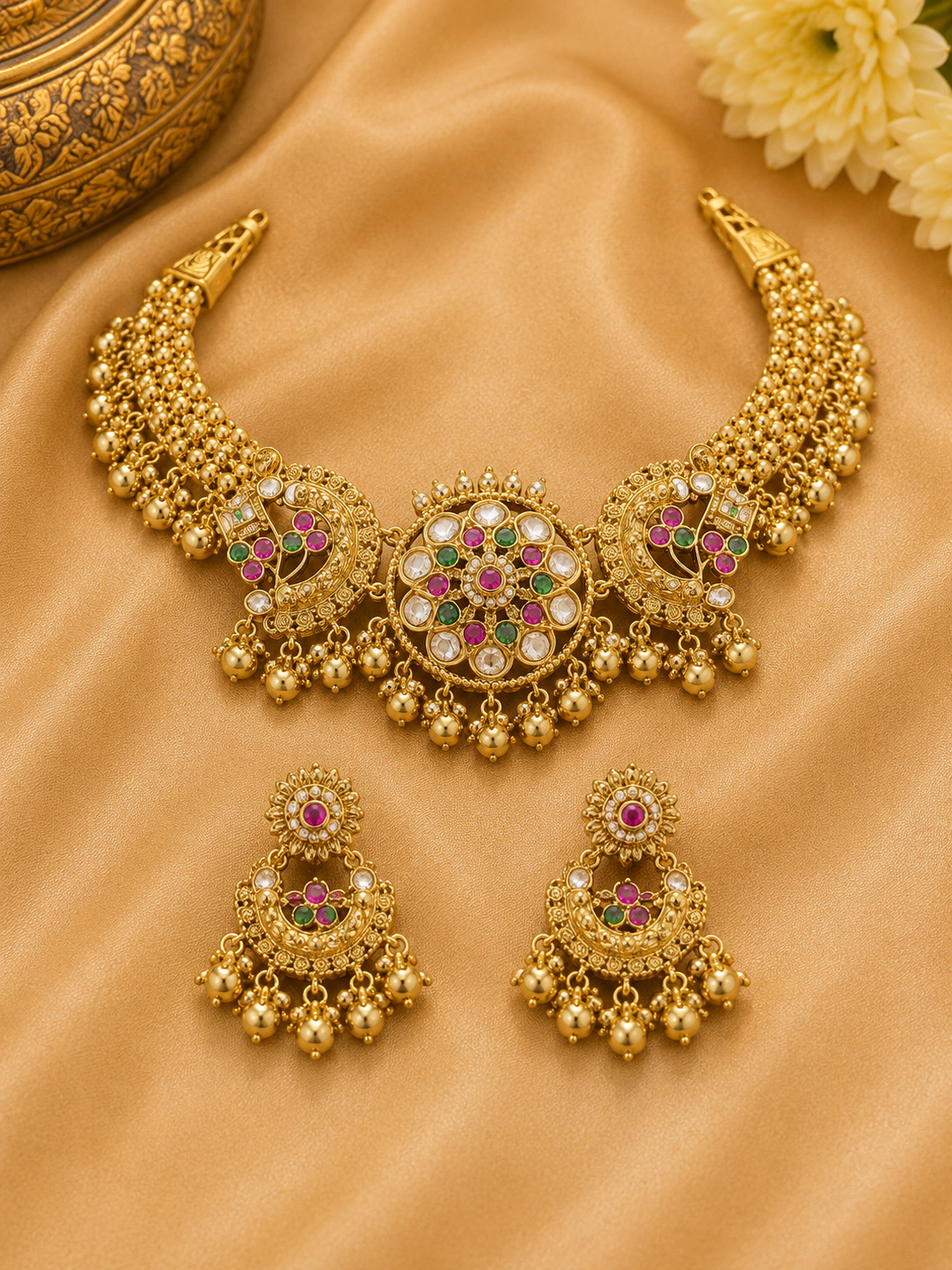Royal Heritage Kundan Chandbali Choker Set