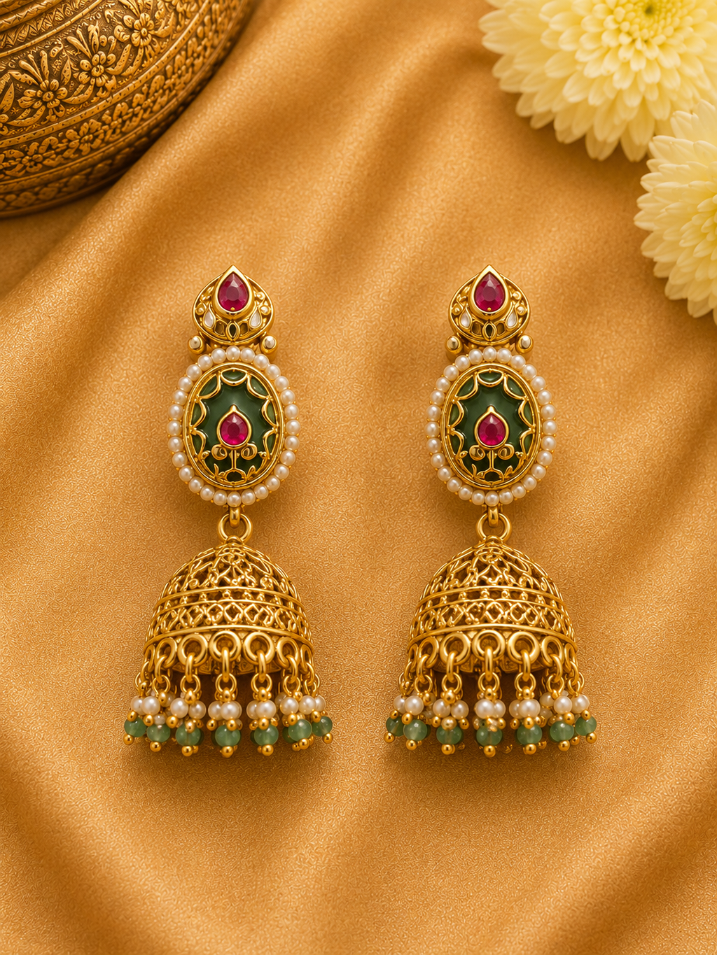 Royal Meenakari Floral Kundan Necklace Set
