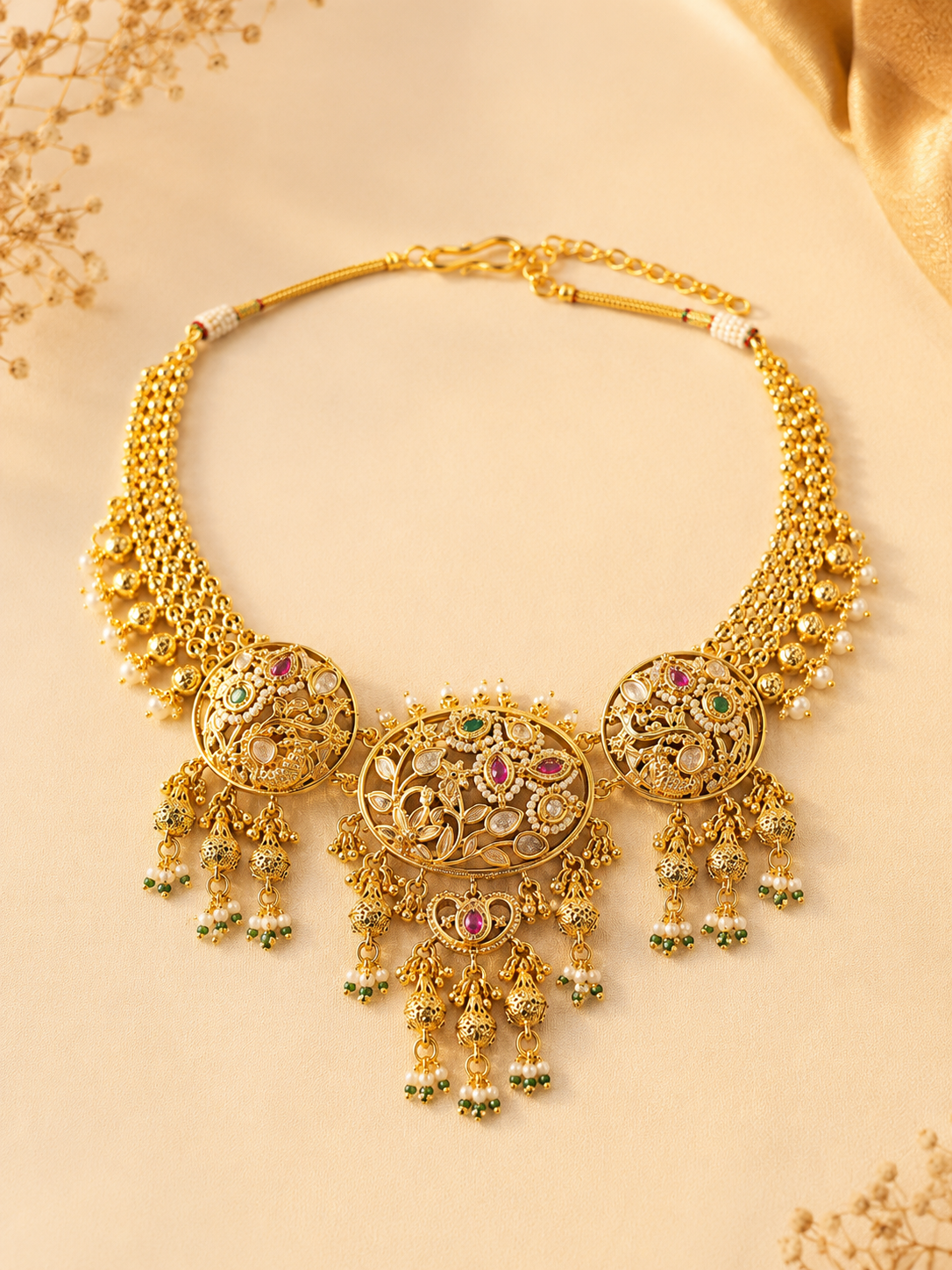 Royal Heritage Gold Filigree Necklace & Earrings Set