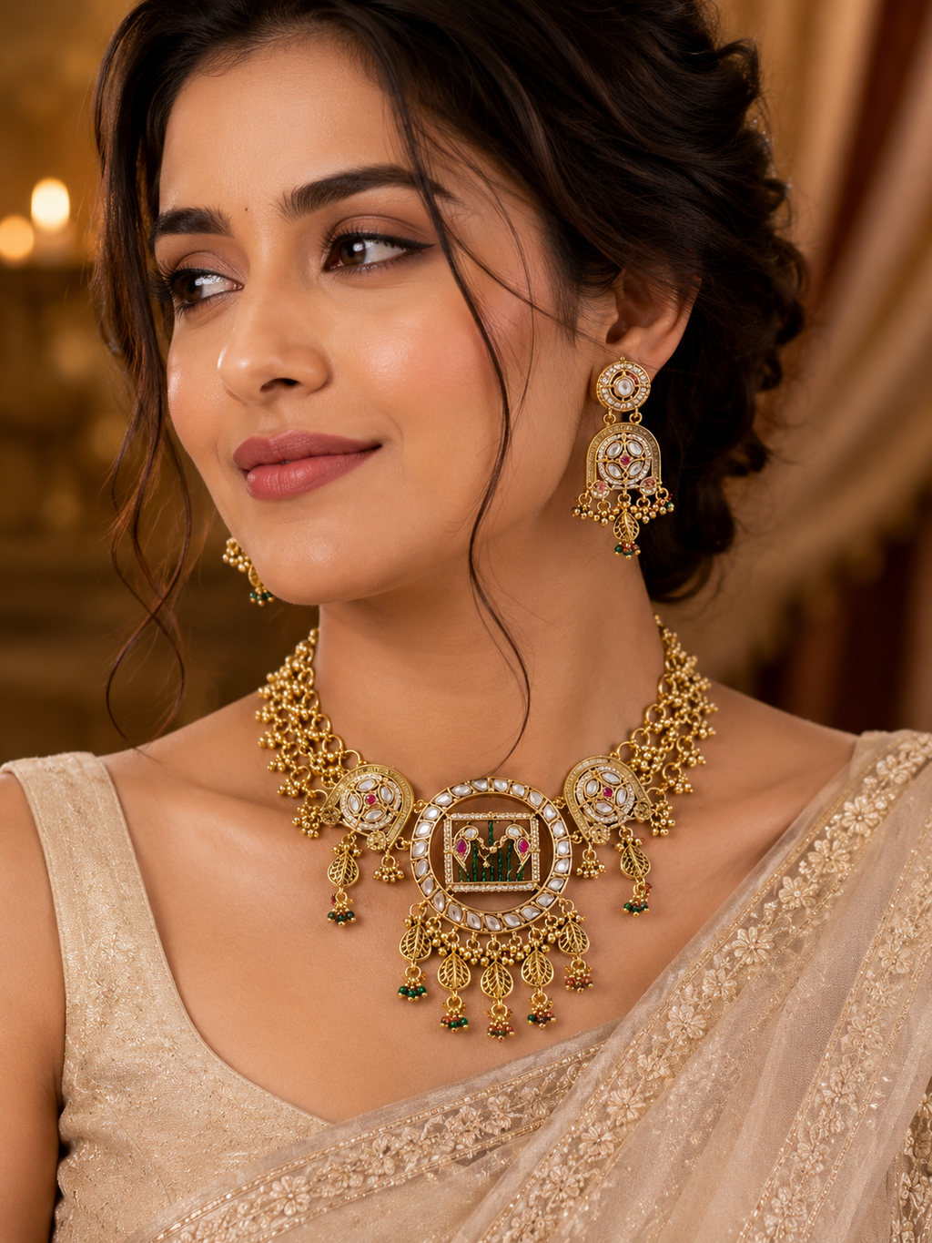 Royal Peacock Kundan Choker Set