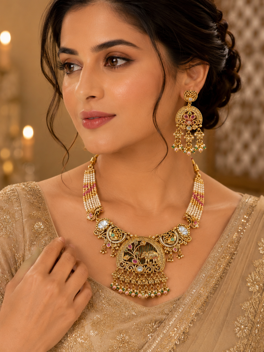 Royal Elephant Heritage Kundan Choker Set