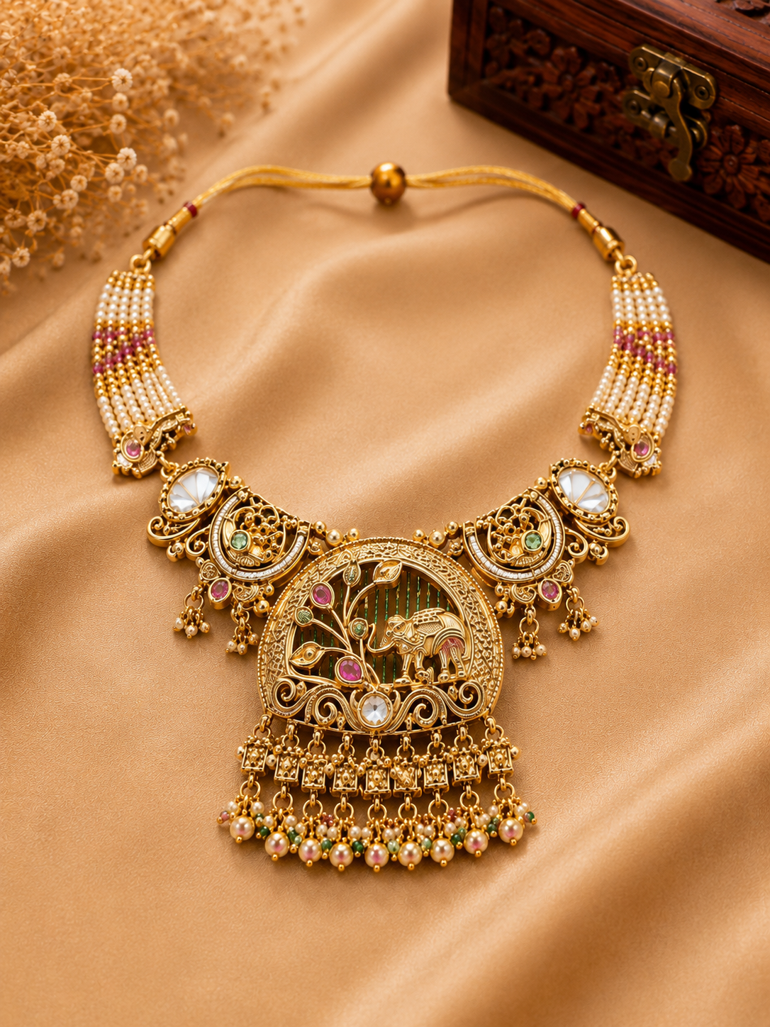 Royal Elephant Heritage Kundan Choker Set