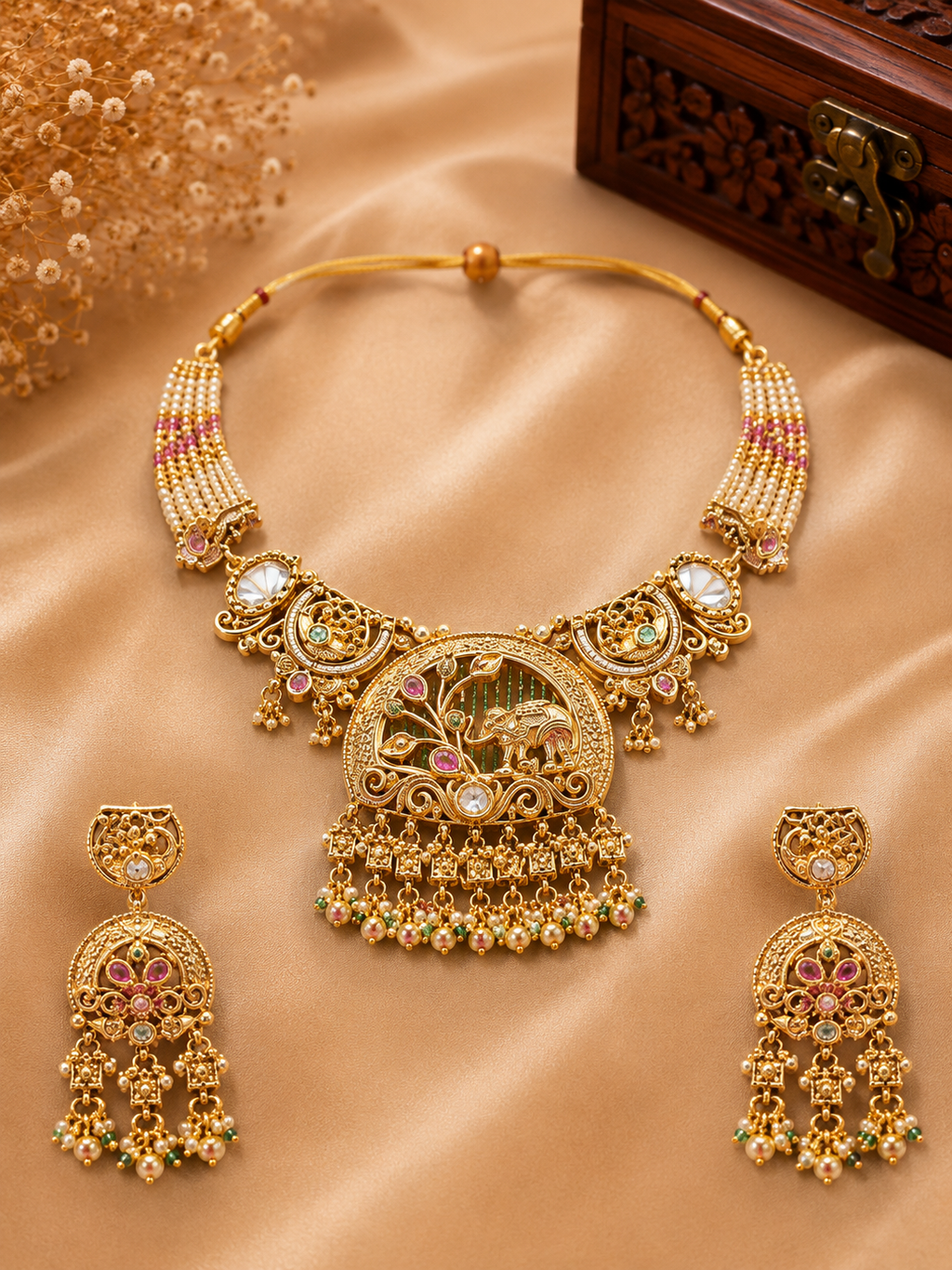 Royal Elephant Heritage Kundan Choker Set