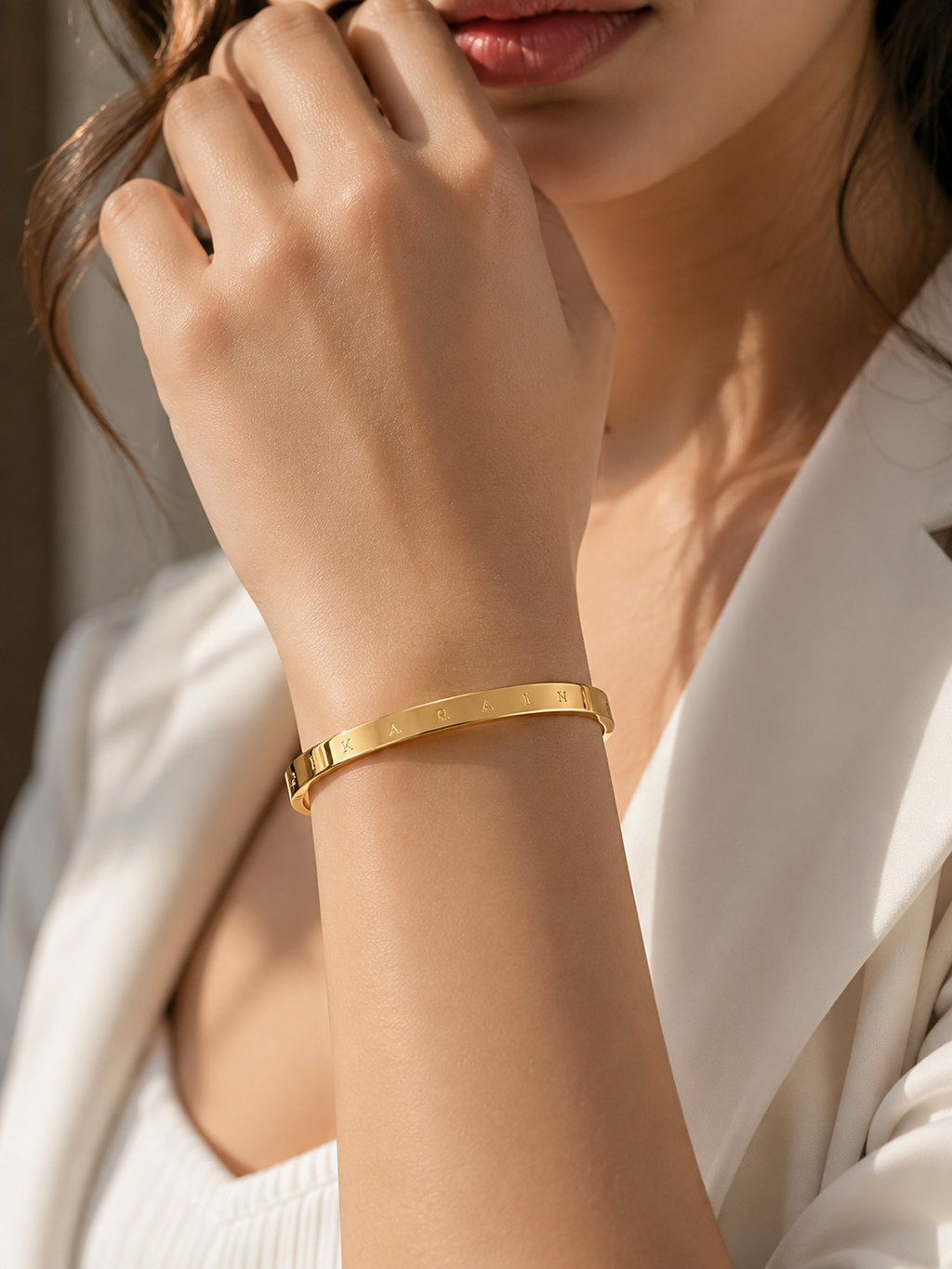 Eterna Luxe Engraved Gold Bracelet