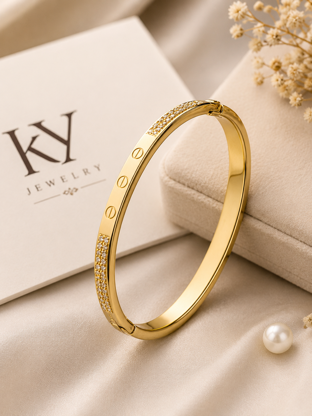 Celeste Crystal Gold Bangle Bracelet