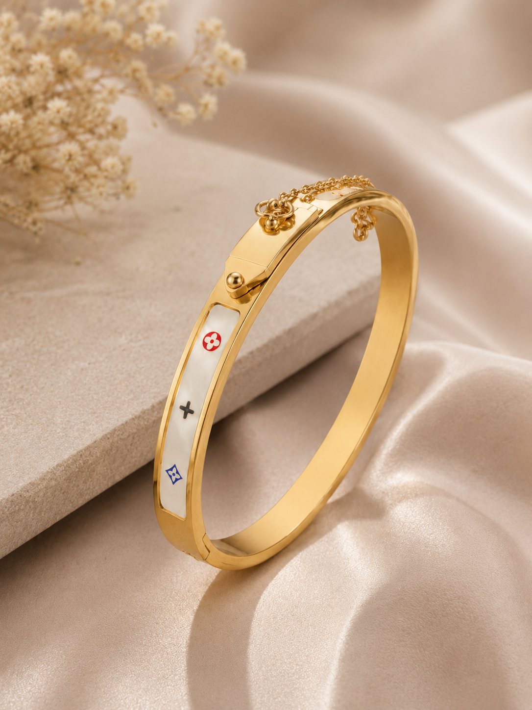 Luxe Charm Gold Bangle Bracele