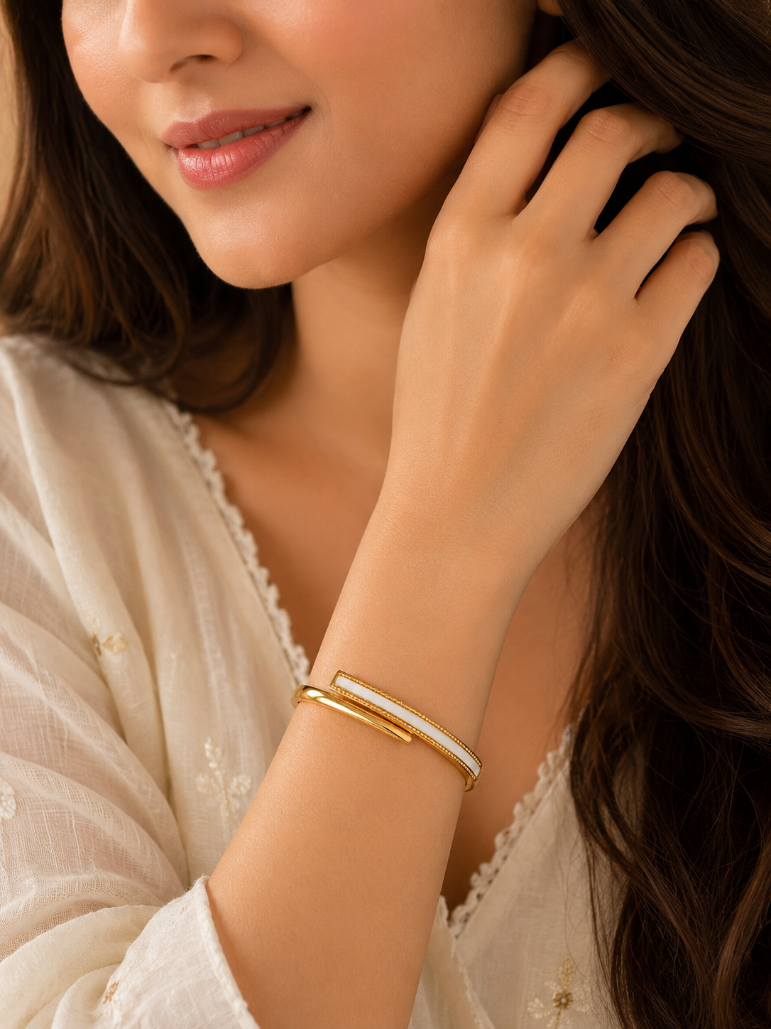 Ivory Grace Gold Cuff Bracelet