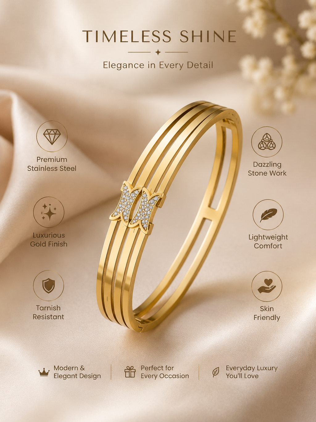 Celeste Spark Gold Cuff Bracelet
