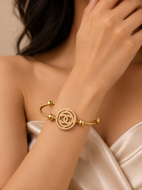 Celestia Orbit Gold Cuff Bracelet