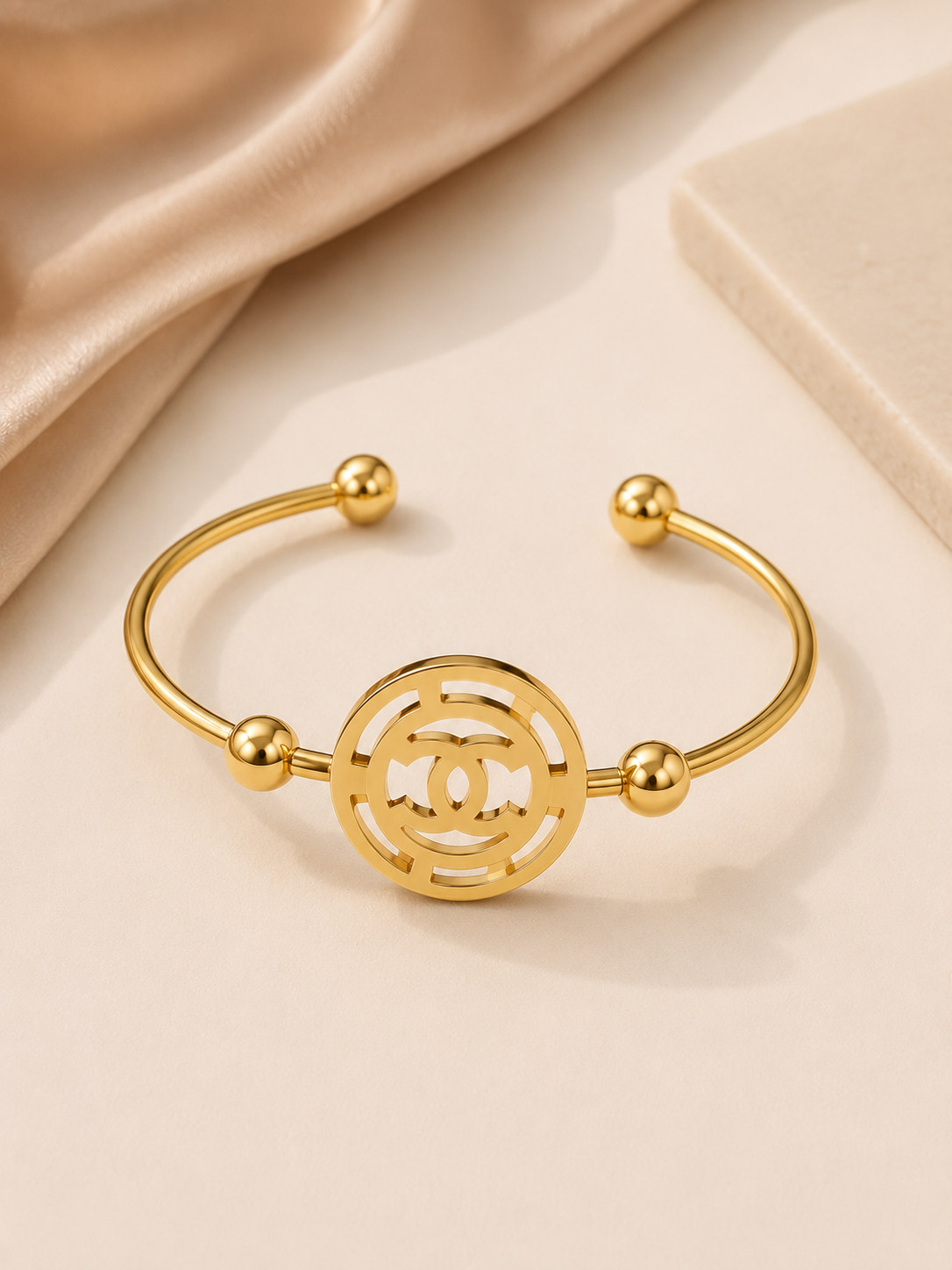 Celestia Orbit Gold Cuff Bracelet