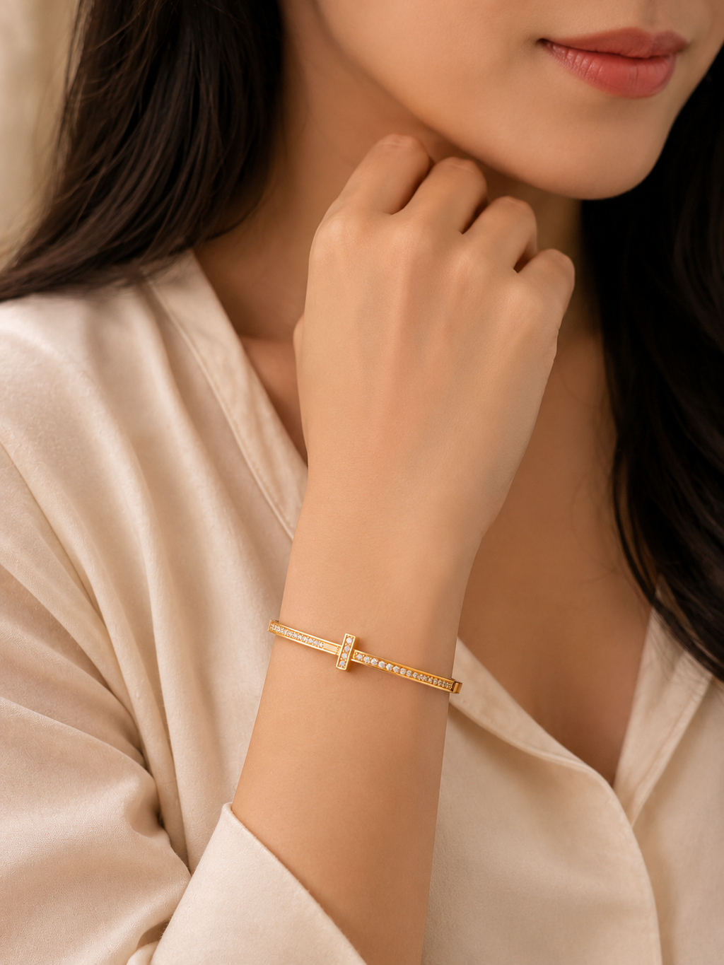 T-Bar Sparkle Gold Bracelet