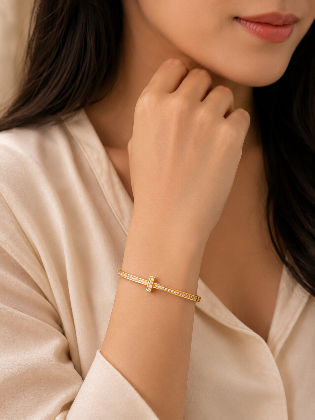 T-Bar Sparkle Gold Bracelet