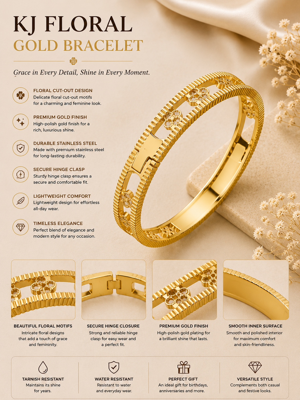 Royal Filigree Luxe Gold Bangle