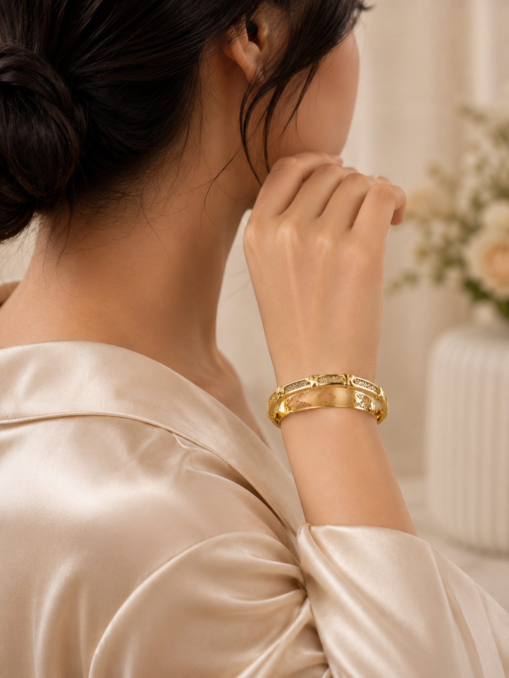 Golden Bamboo Luxe Crystal Bracelet