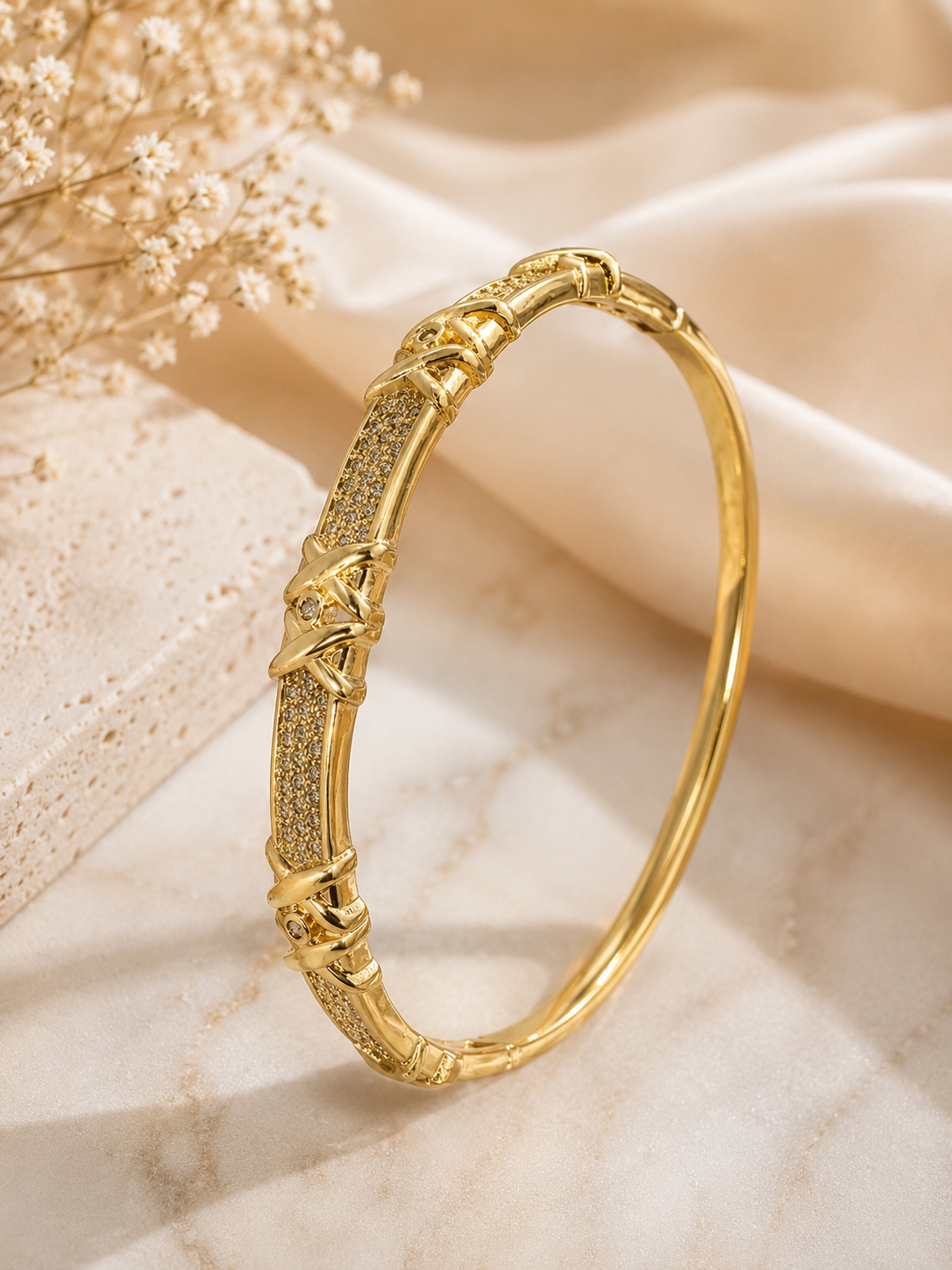 Golden Bamboo Luxe Crystal Bracelet