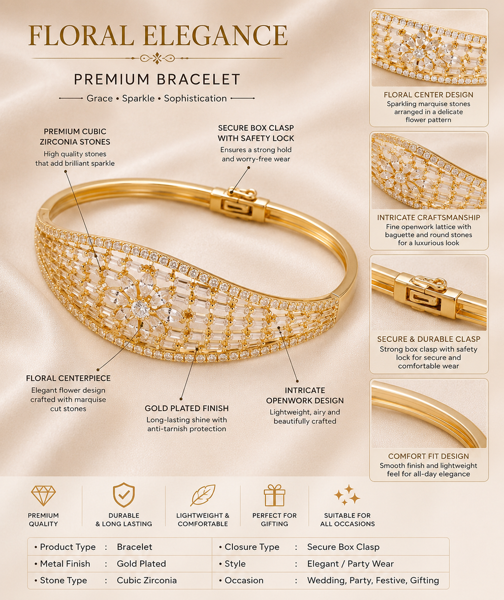 Royal Floral Lattice Gold Bracelet