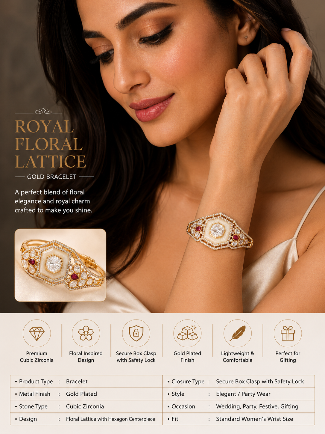 Royal Heritage Hexa Floral Bracelet