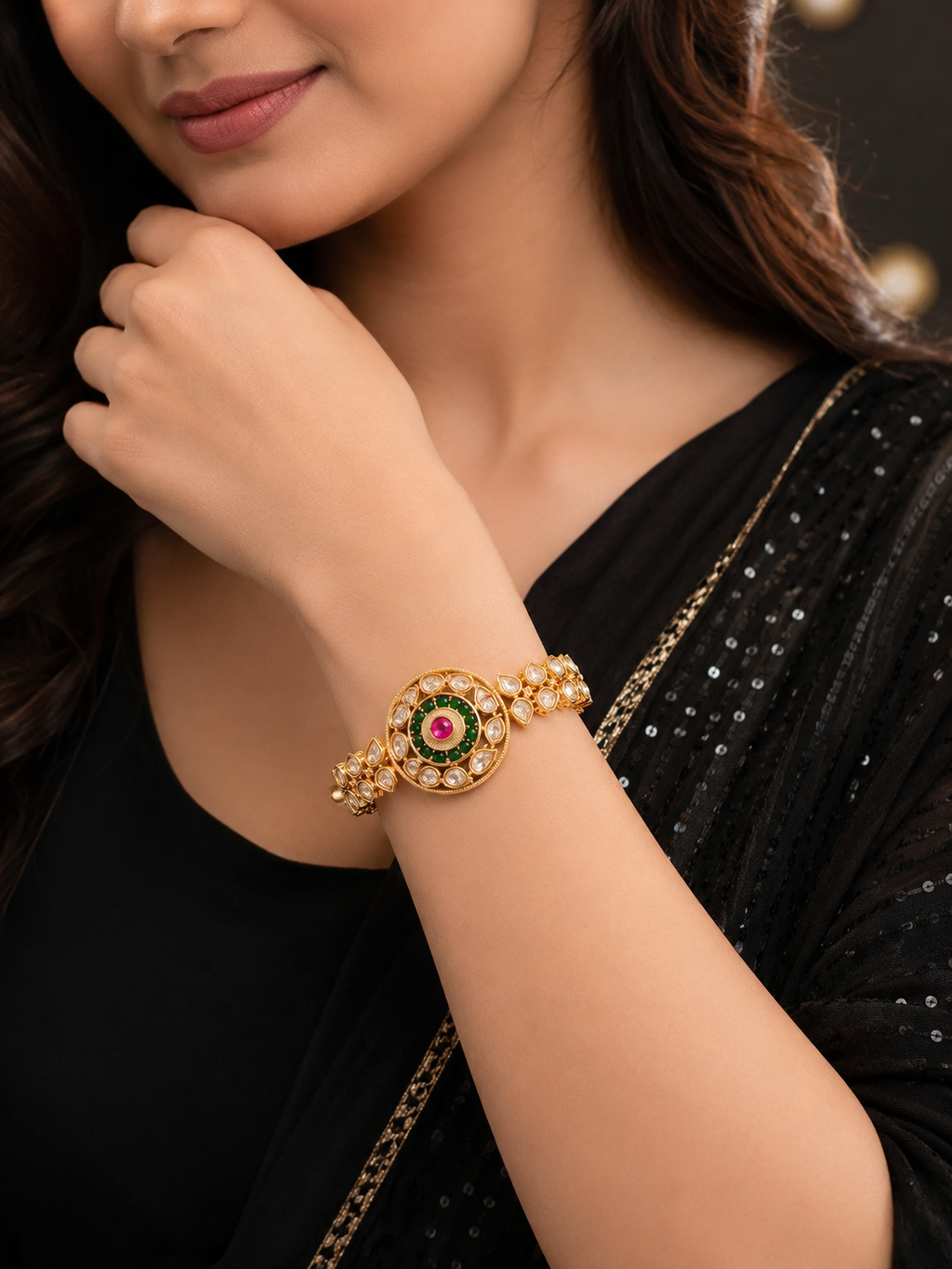 Royal Emerald Kundan Heritage Bracelet