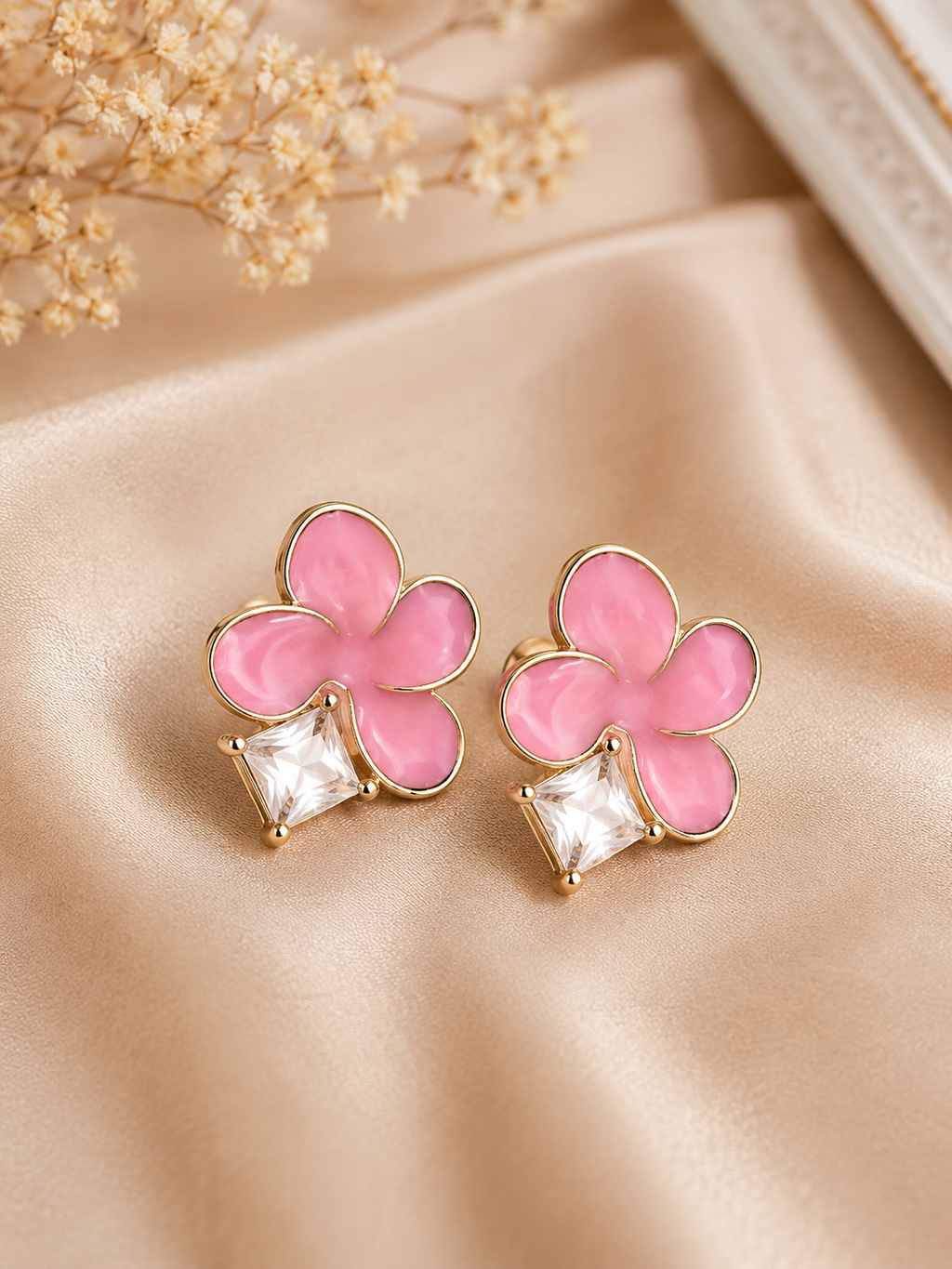 Blossom Charm Crystal Stud Earrings