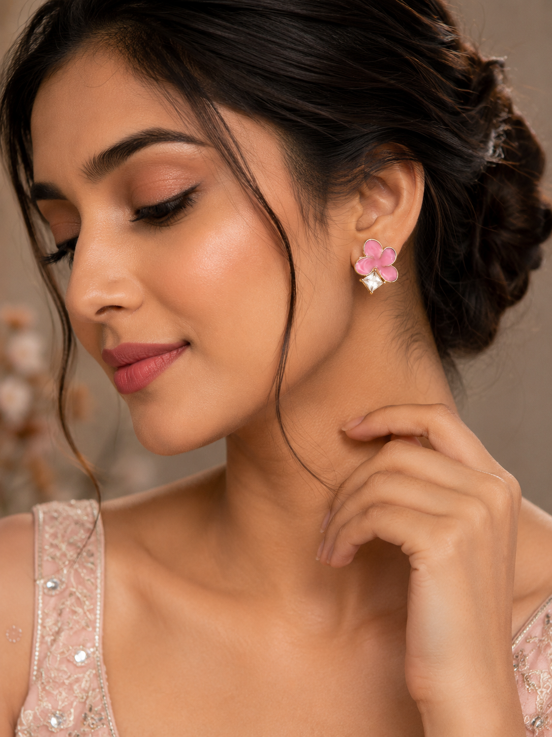 Blossom Charm Crystal Stud Earrings
