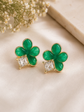 Emerald Bloom Crystal Stud Earrings
