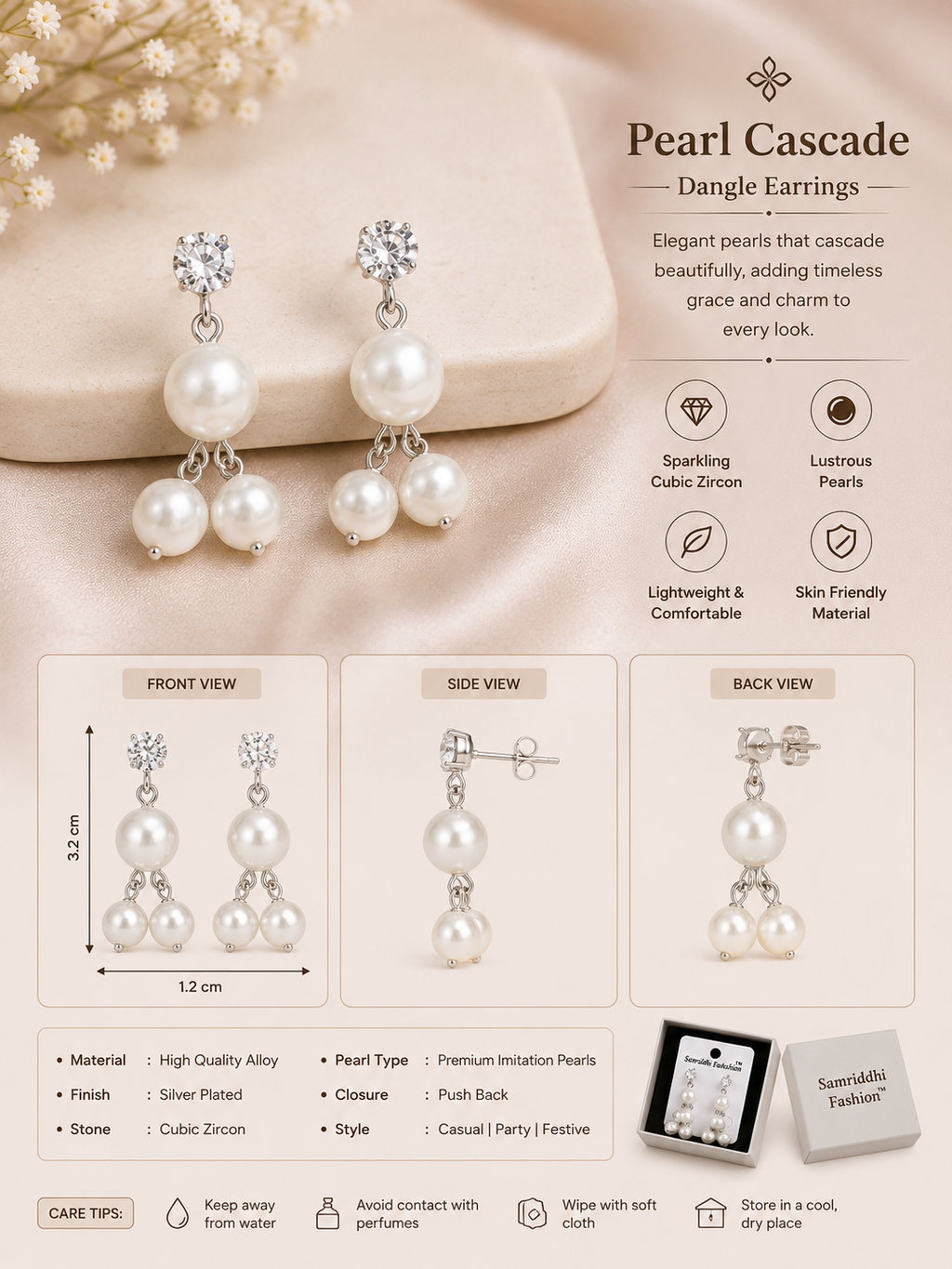 Pearl Cascade Drop Earrings