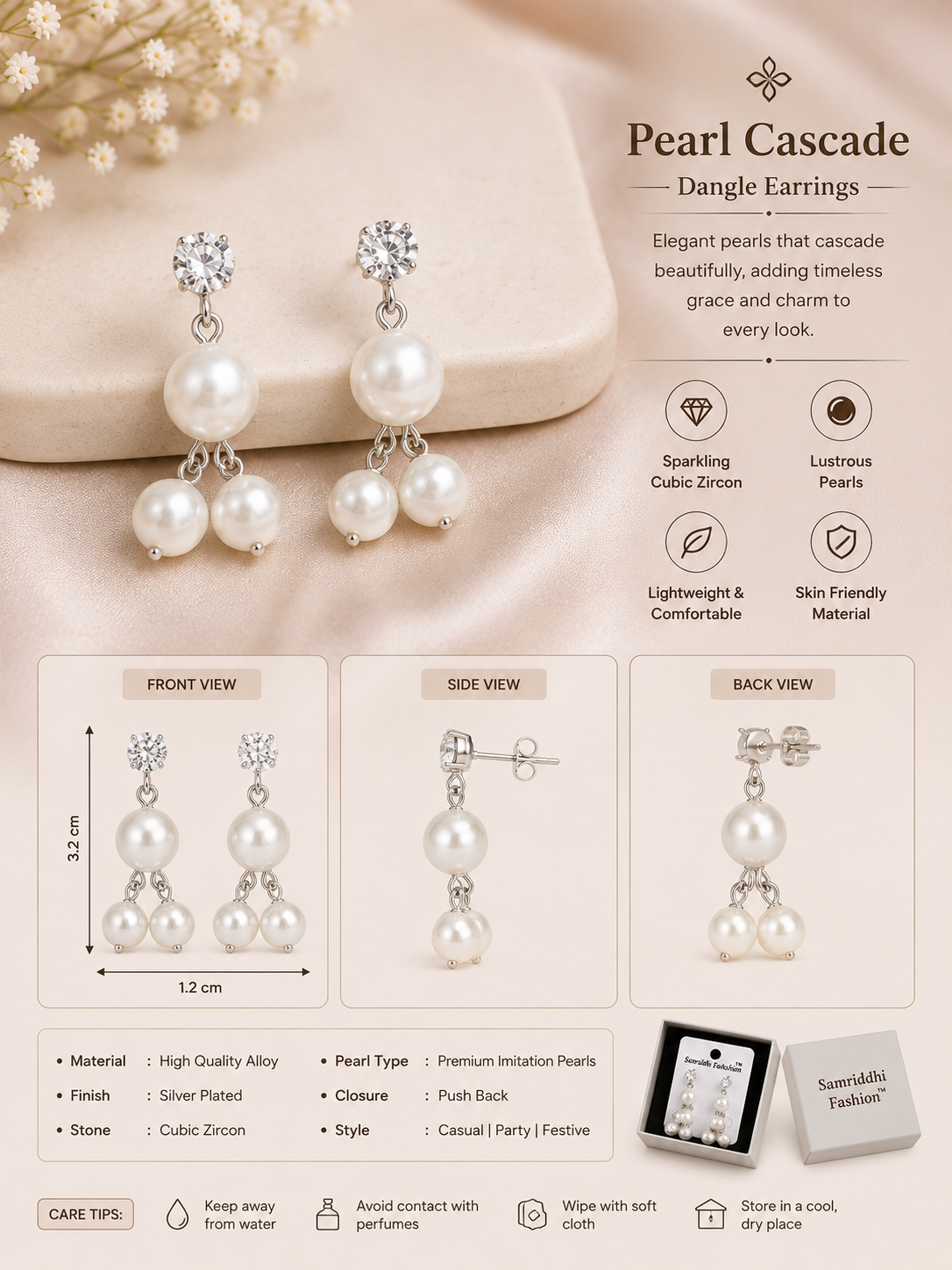 Pearl Cascade Drop Earrings