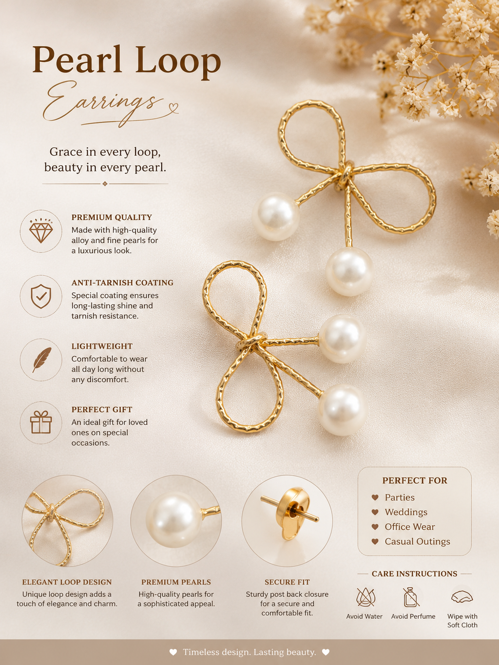 Pearl Bow Grace Earrings