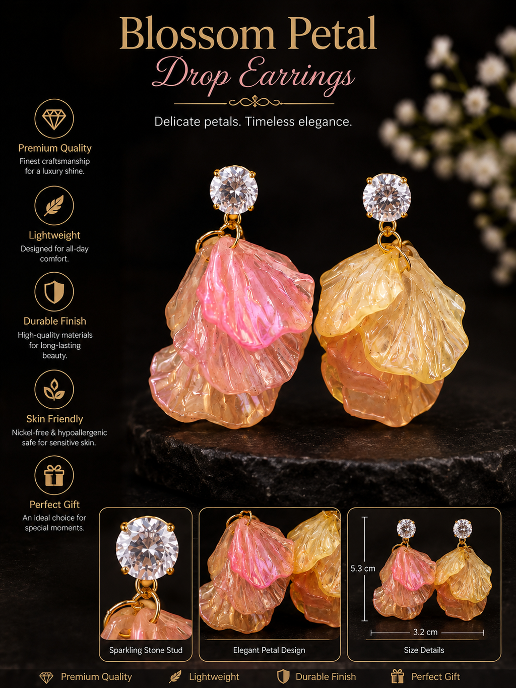 Praynil Aurora Petal Drop Earrings
