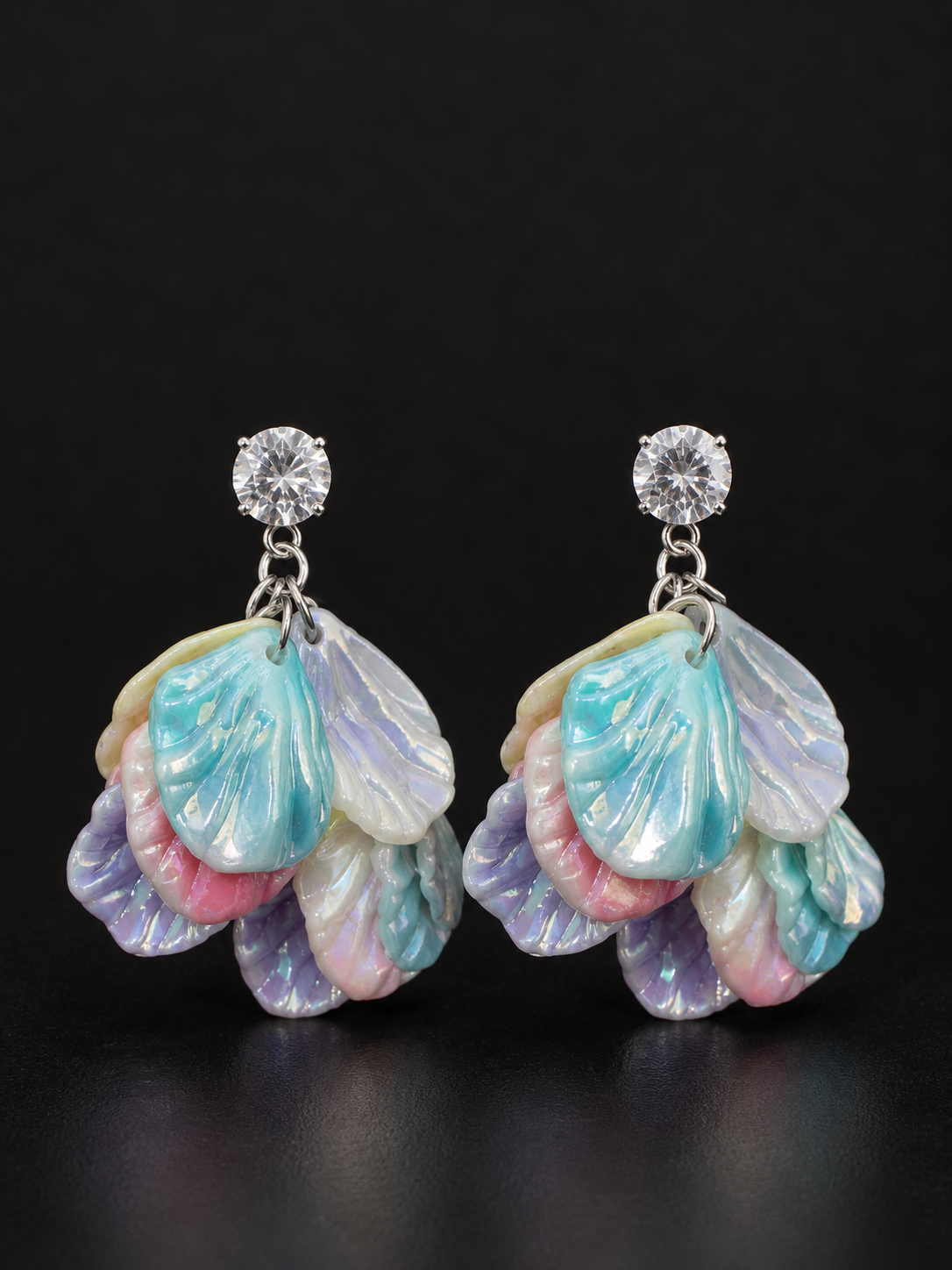 Praynil Mermaid Bloom Statement Earrings