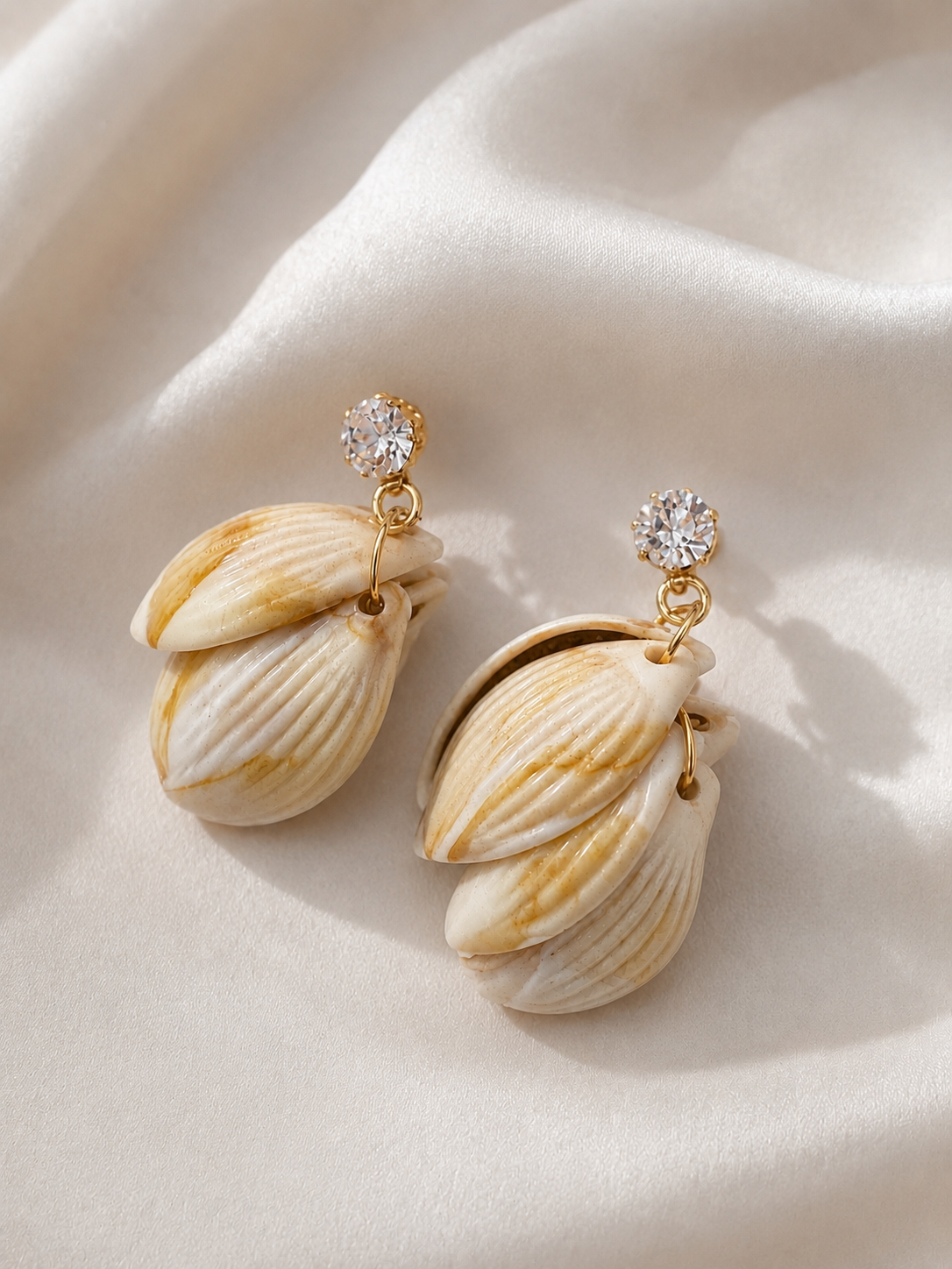 Ivory Shell Cluster Drop Earrings