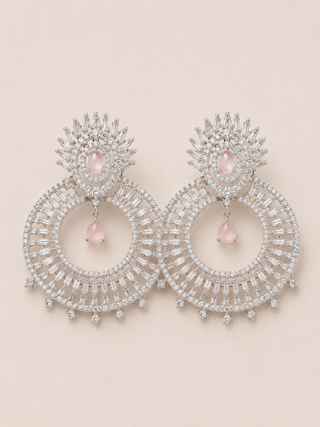 Blush Halo Crystal Chandbali Earrings
