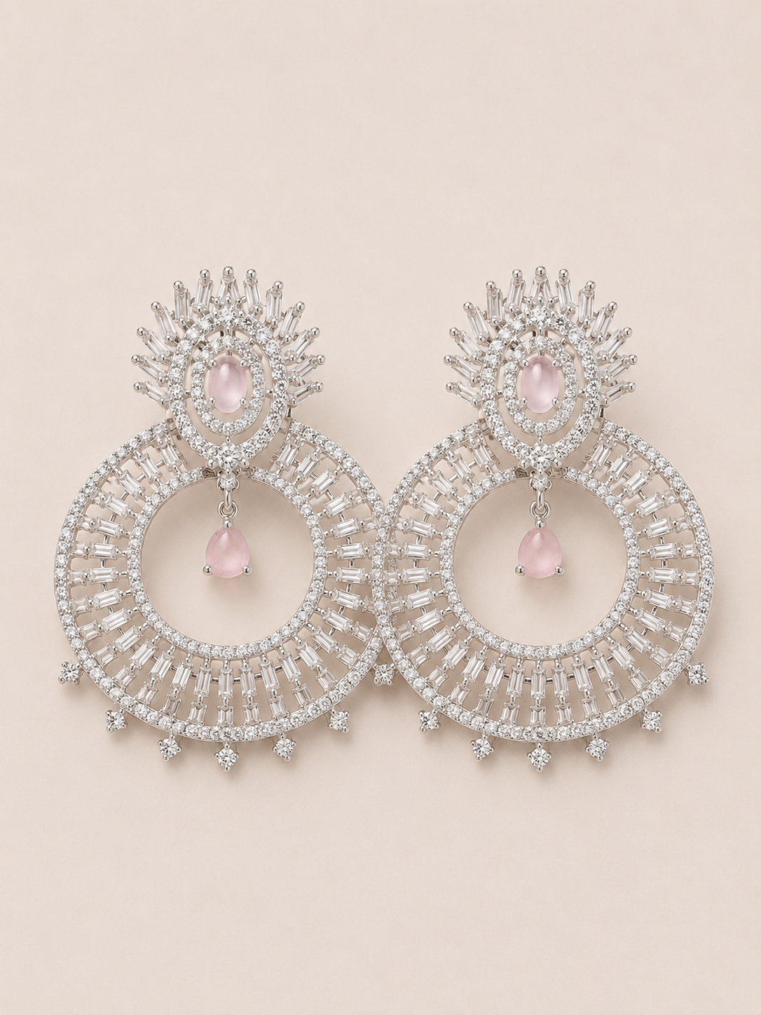 Blush Halo Crystal Chandbali Earrings
