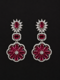 Ruby Bloom Crystal Drop Earrings