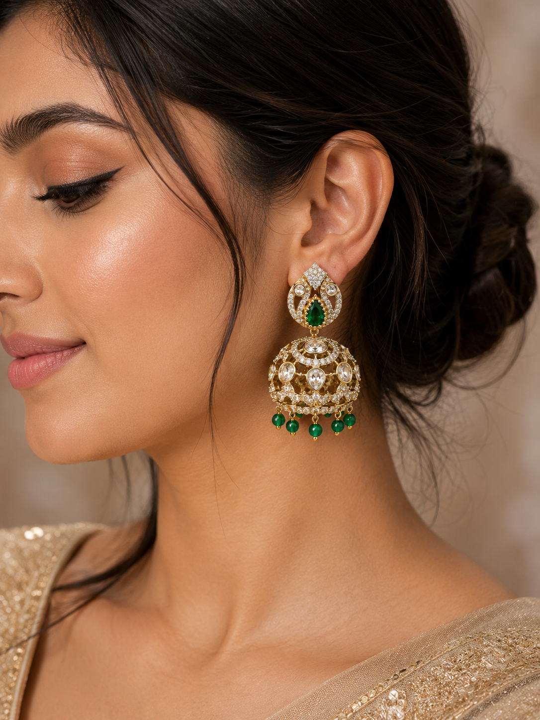 Emerald Royale Jhumka Earrings