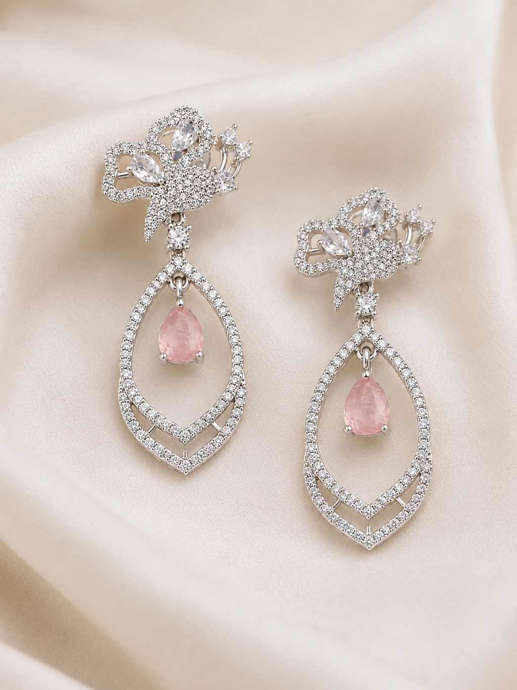 Blush Bloom Teardrop Zircon Earrings