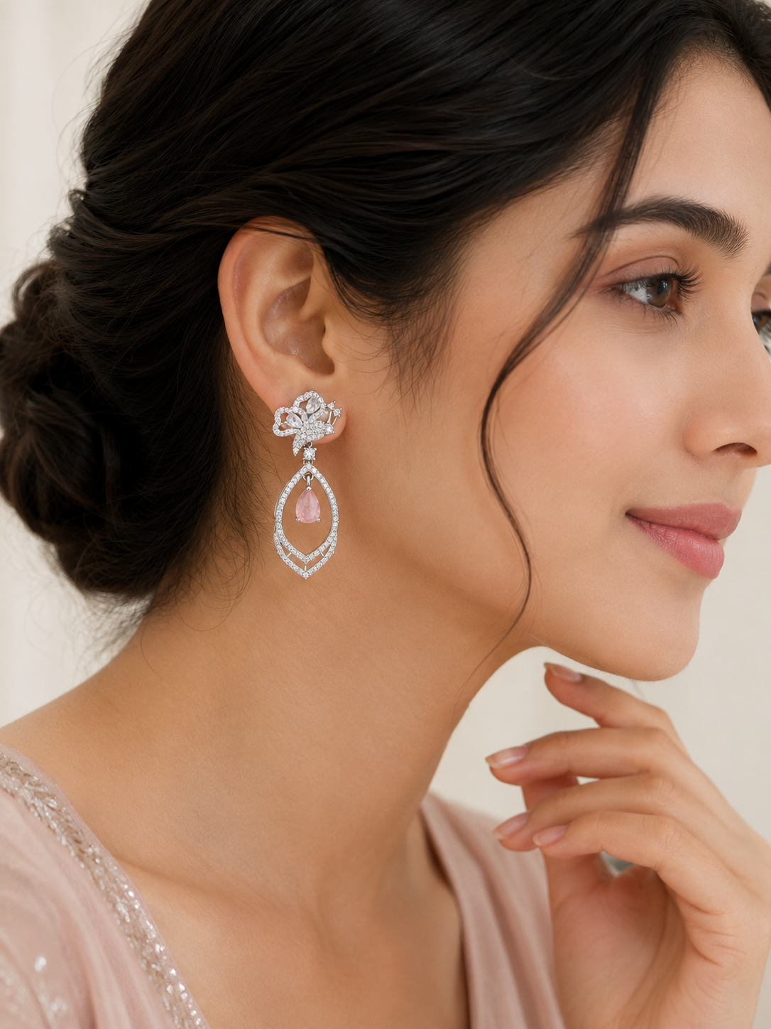 Blush Bloom Teardrop Zircon Earrings