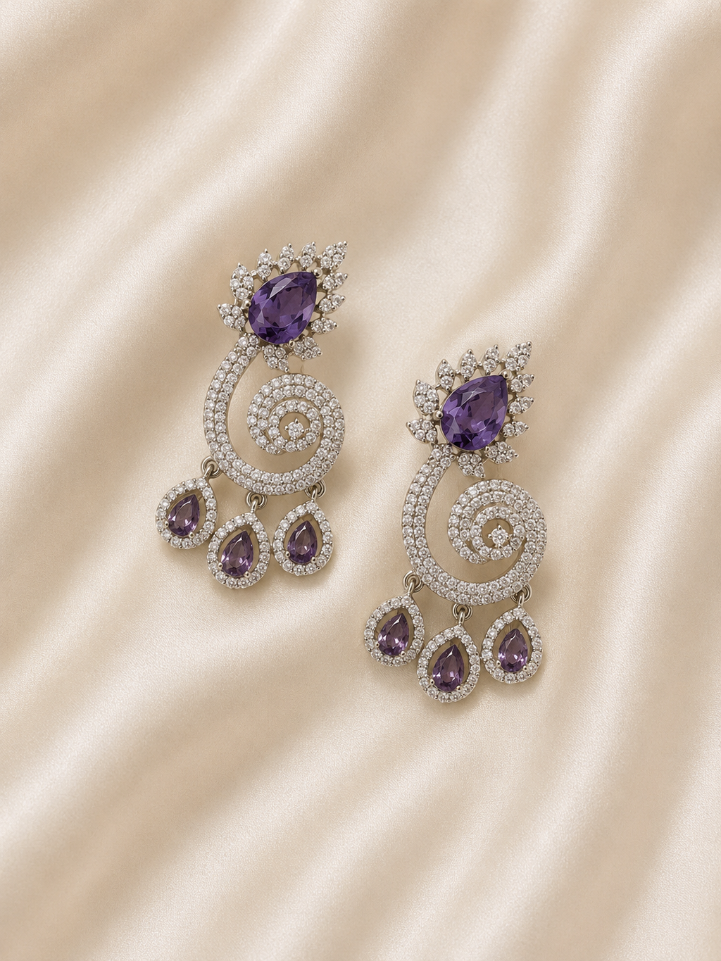 Twilight Amethyst Spiral Drop Earrings