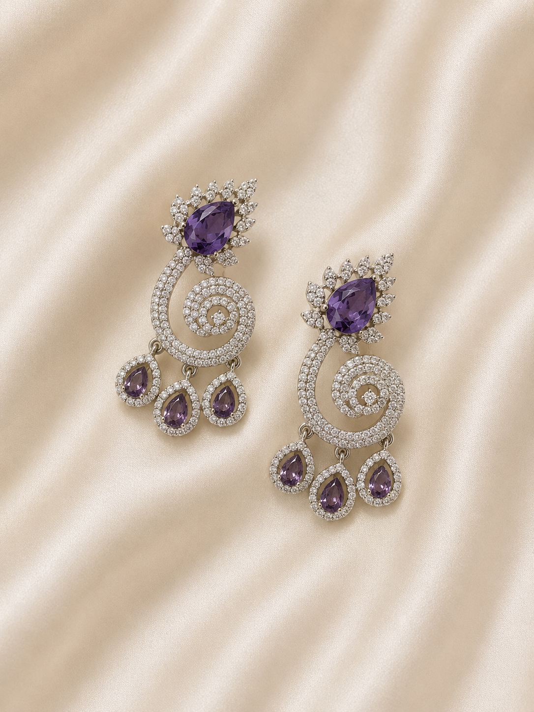 Twilight Amethyst Spiral Drop Earrings
