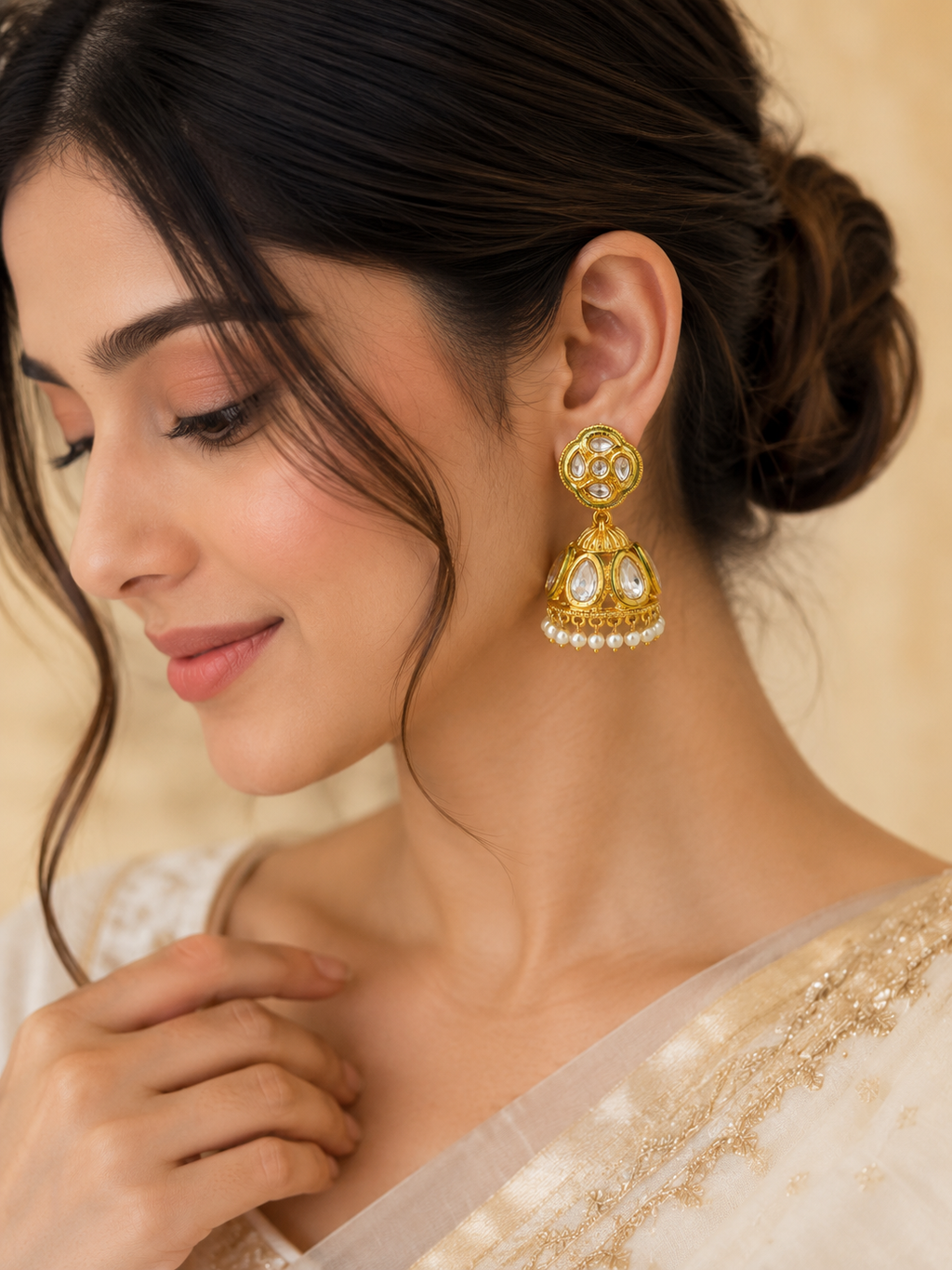 Royal Kundan Pearl Jhumka Earrings