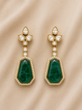 Emerald Bloom Kundan Drop Earrings