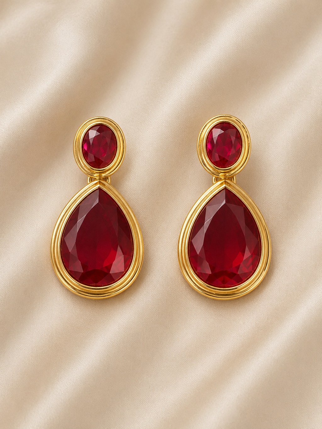 Ruby Teardrop Statement Earrings