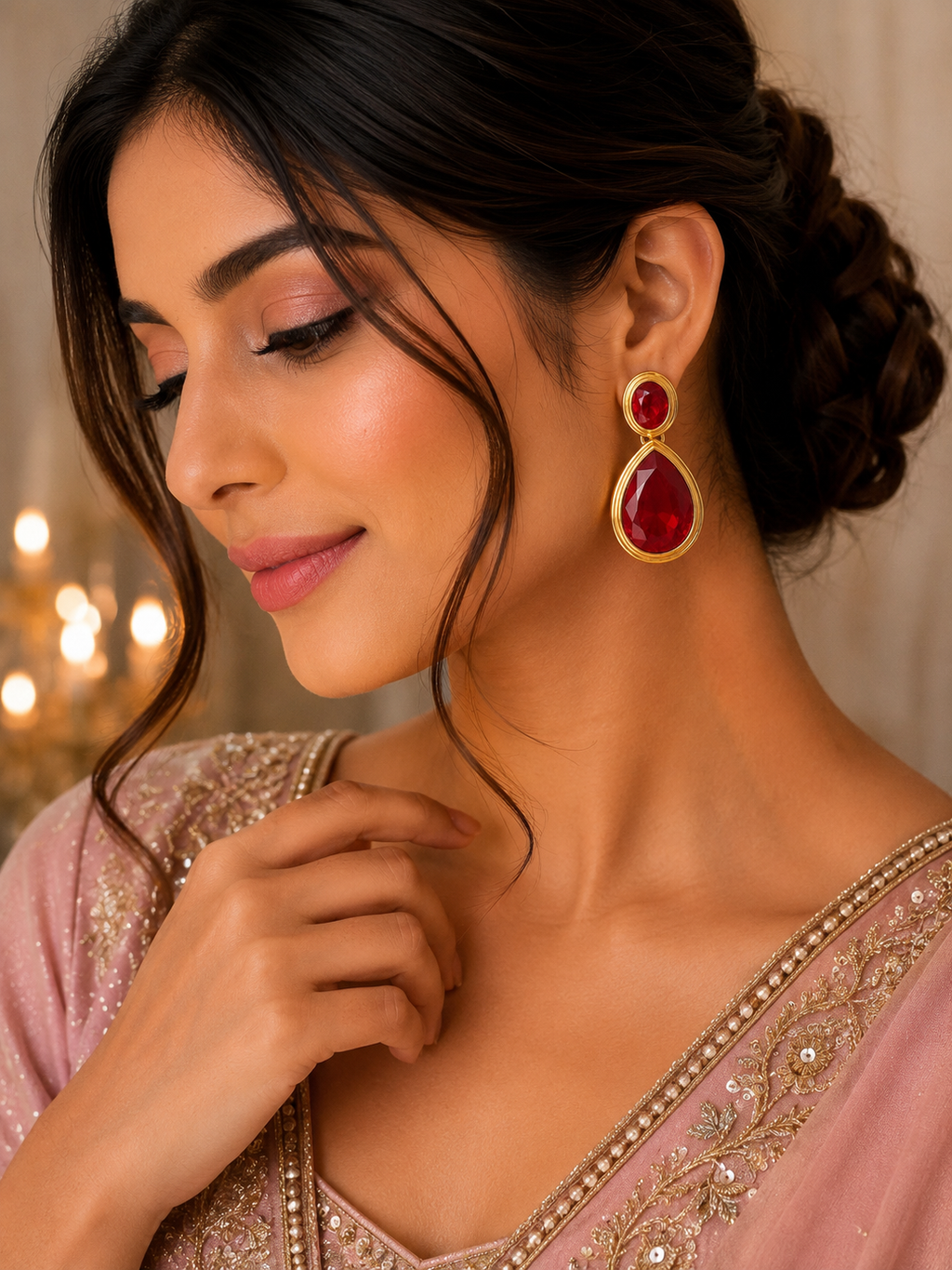 Ruby Teardrop Statement Earrings