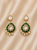 Emerald Lotus Pearl Drop Earrings
