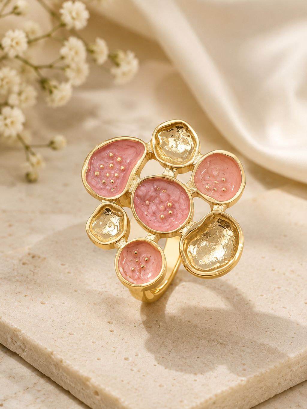 Praynil Blush Bloom Statement Ring