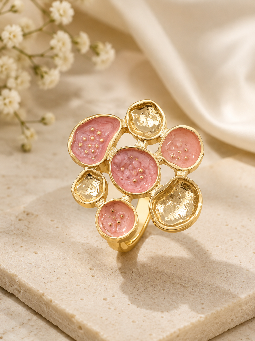 Praynil Blush Bloom Statement Ring