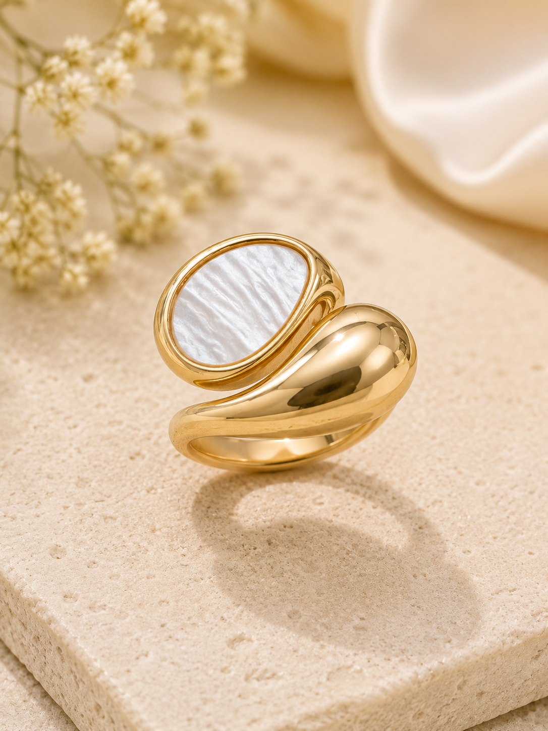 Praynil Luna Pearl Sculpt Statement Ring